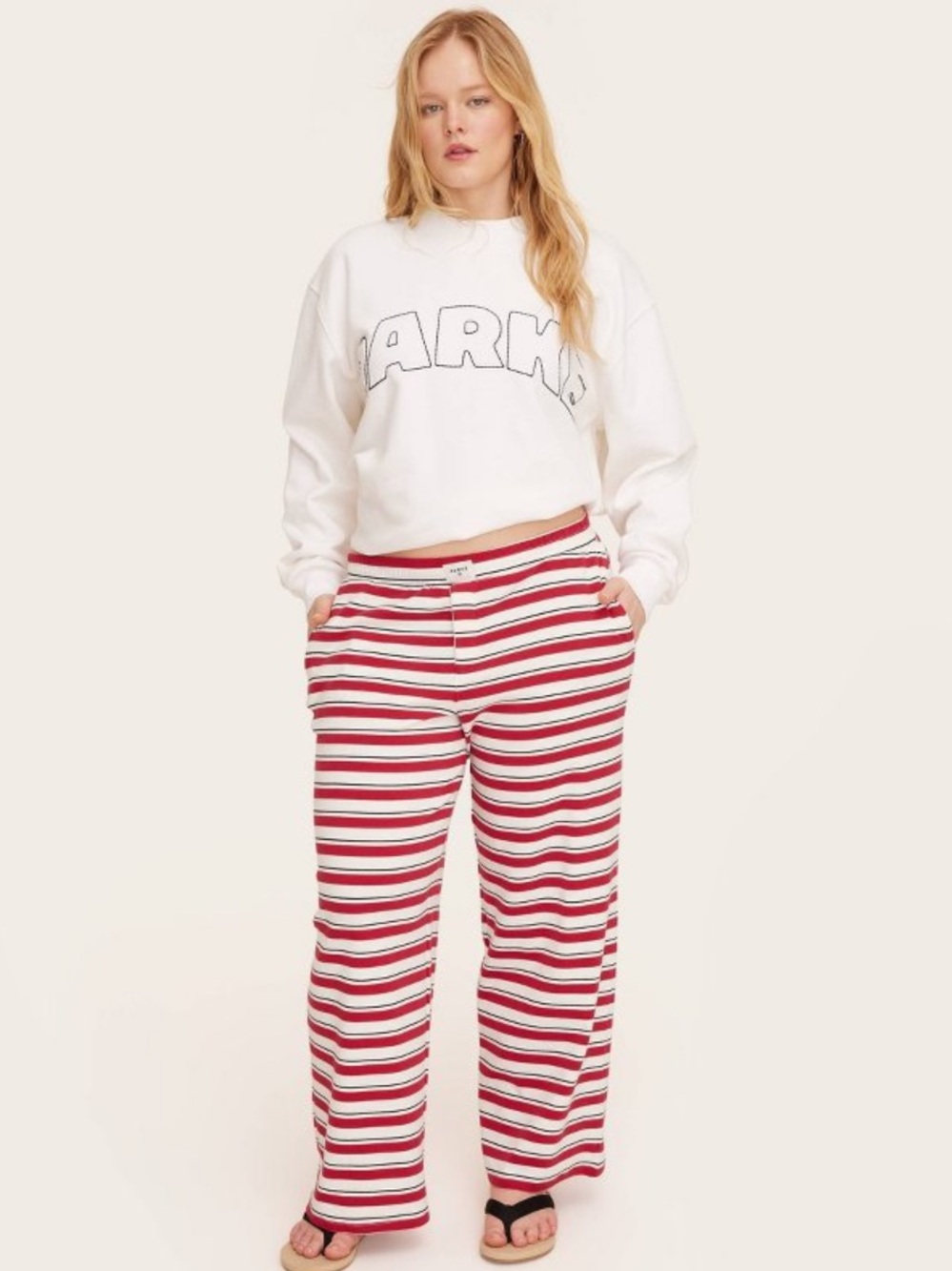 High-Rise Boxer Knit Pants - Parke x Target Red/Navy Striped NEW